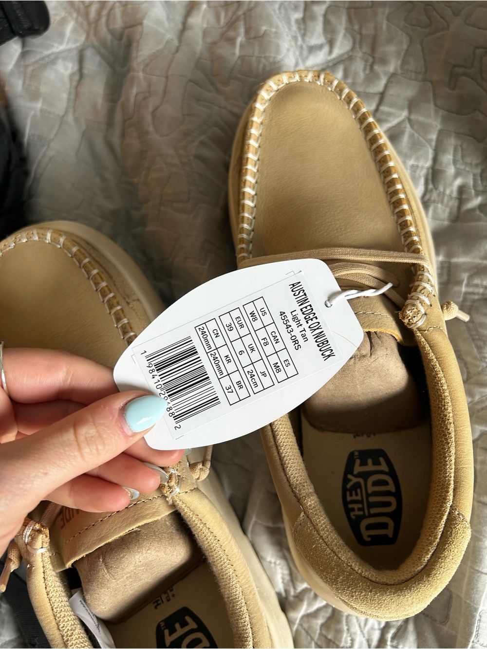BRAND NEW Hey Dude platform Austin Edge Ox Nubuck Loafers in Tan SIZE 8 - Picture 6 of 15